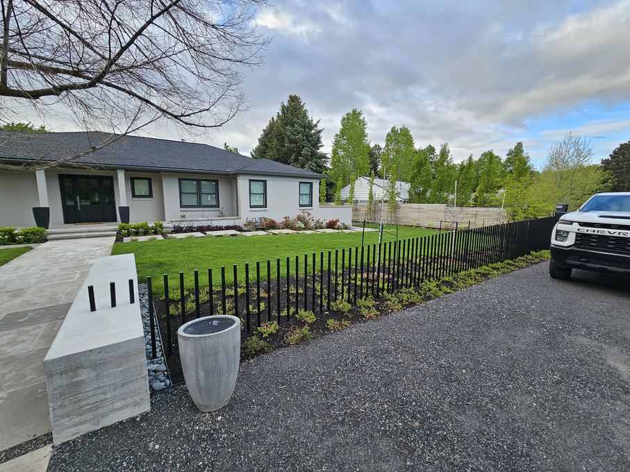 Wall, gravel & steel fence, Millcreek