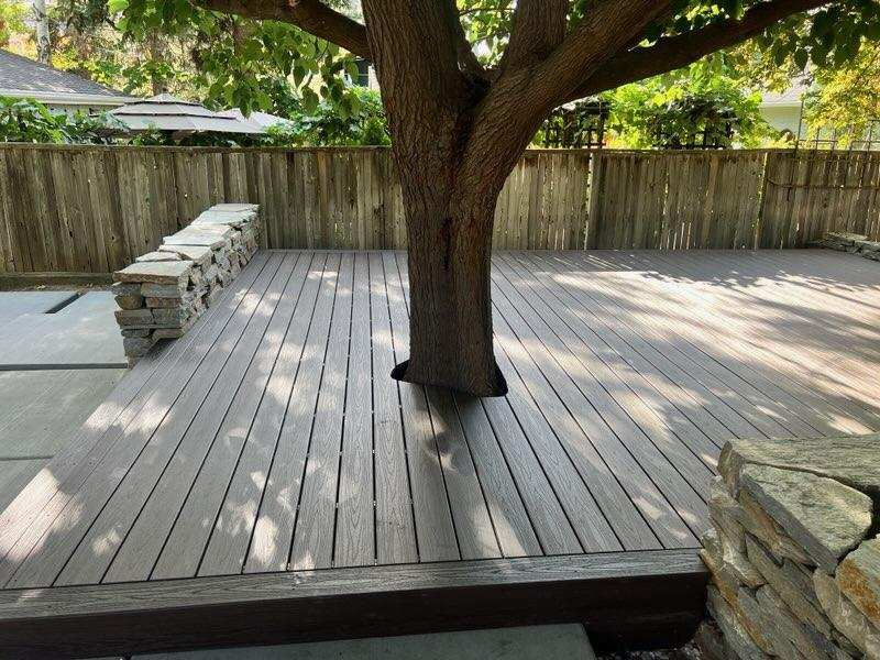 Deck built around a mature tree in The Avenues, Salt Lake City