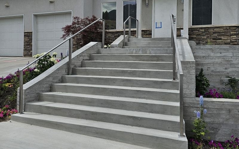 Board-formed concrete front stairs, Cottonwood Heights