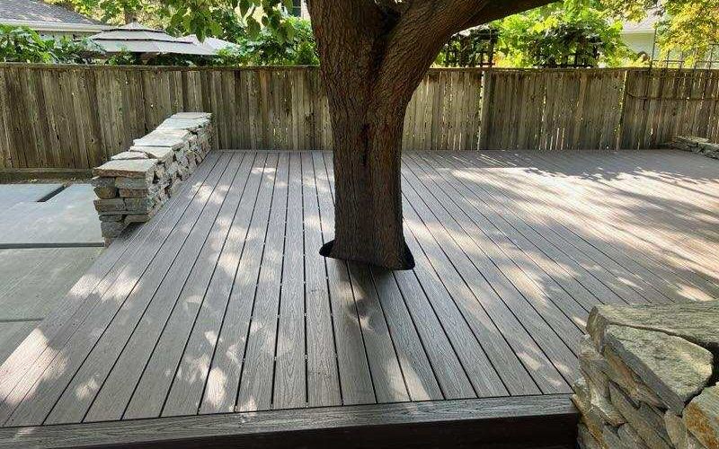 Deck built around a mature tree in The Avenues, Salt Lake City