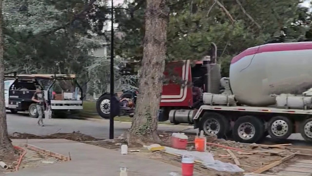 Ready-mix truck arriving for the driveway pour, Cottonwood Heights
